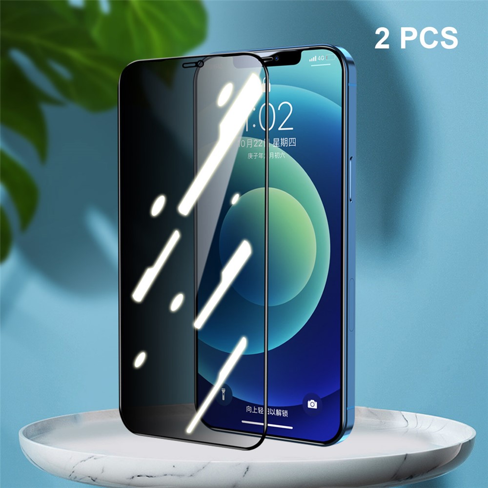 HAT-PRINCE 2Pcs Anti-glare 28° Anti-spy Explosion-proof Tempered Glass Full Coverage Screen Protector Film for iPhone 12 6.1 inch/12 Pro 6.1 inch-11