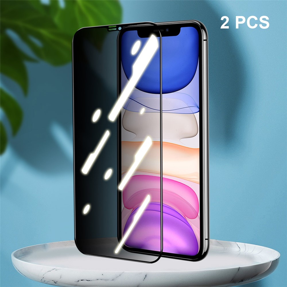 HAT-PRINCE 2Pcs Anti-glare 28° Anti-spy Tempered Glass Full Screen Coverage Protector Film for iPhone 11 6.1 inch/XR 6.1 inch-2