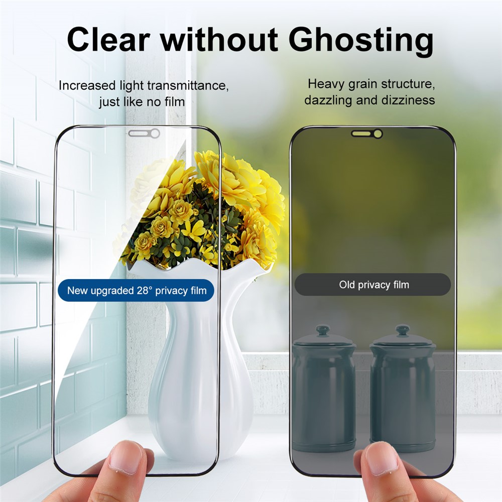 HAT-PRINCE 2Pcs Anti-glare 28° Anti-spy Tempered Glass Full Screen Coverage Protector Film for iPhone 11 6.1 inch/XR 6.1 inch-4