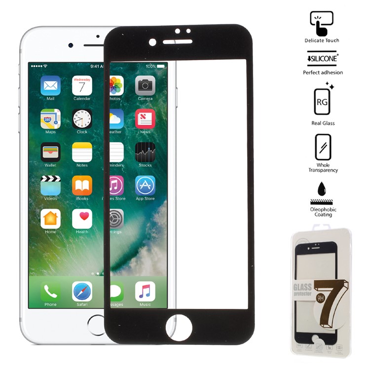 Soft Edge Tempered Glass Screen Protector for iPhone 7 - Black-1