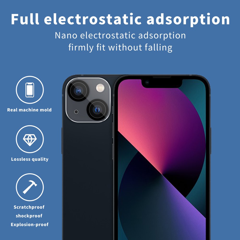 Anti-scratch Black Silk Printing Tempered Glass Camera Lens Guard Films Protector for iPhone 13 6.1 inch-5