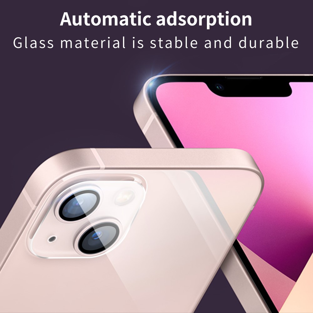 Anti-scratch Black Silk Printing Tempered Glass Camera Lens Guard Films Protector for iPhone 13 6.1 inch-8