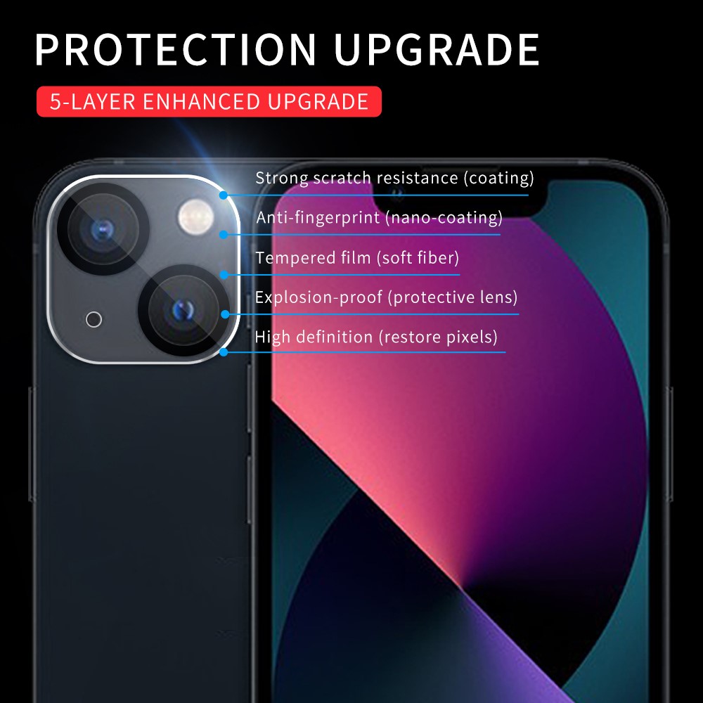Black Silk Printing Anti-scratch Tempered Glass Camera Lens Guard Films Protector for iPhone 13 mini 5.4 inch-7