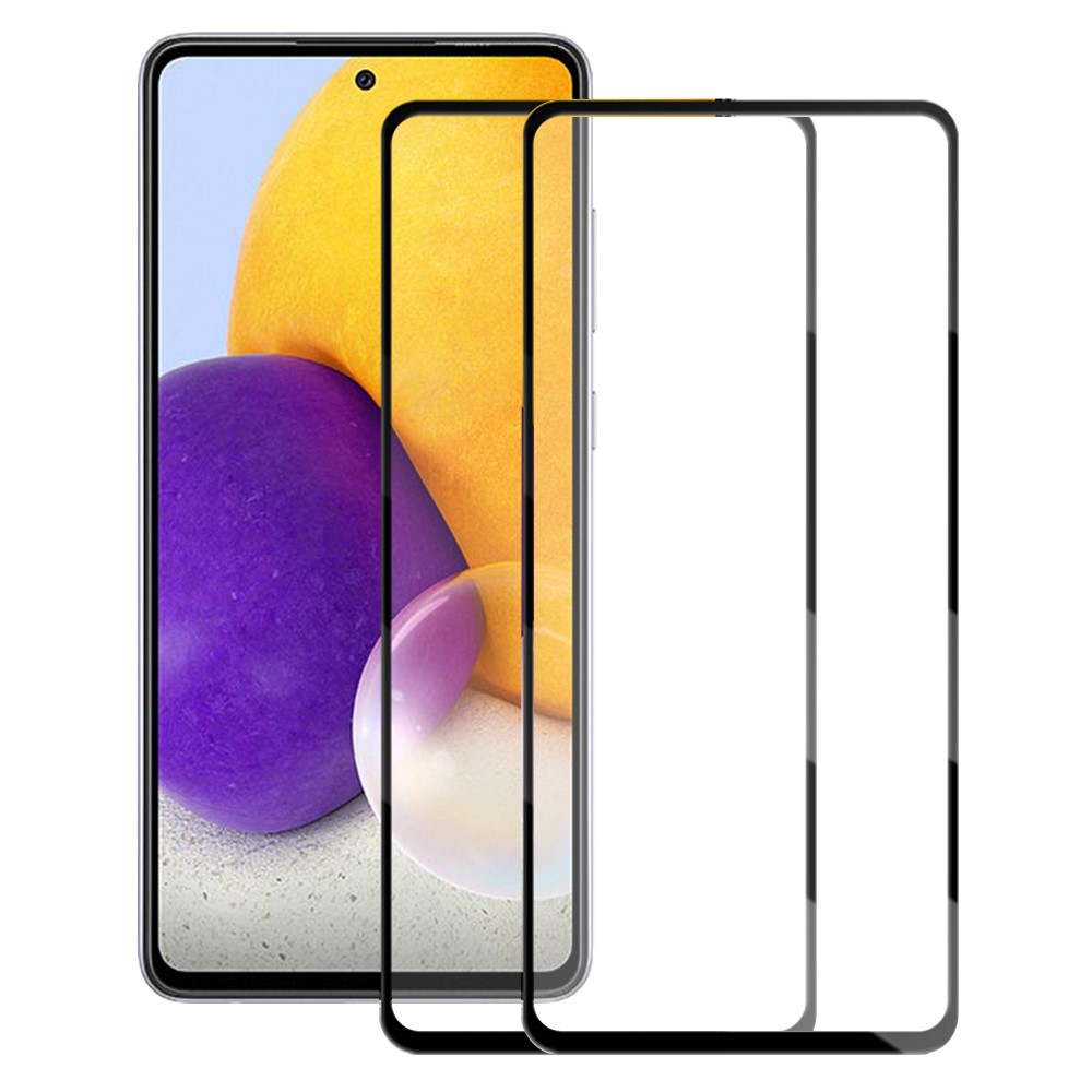 AMORUS 2Pcs/Set Anti-Explosion Secondary Hardening Full Glue Silk Printing HD Tempered Glass Screen Protector for Samsung Galaxy A72 4G/5G-1