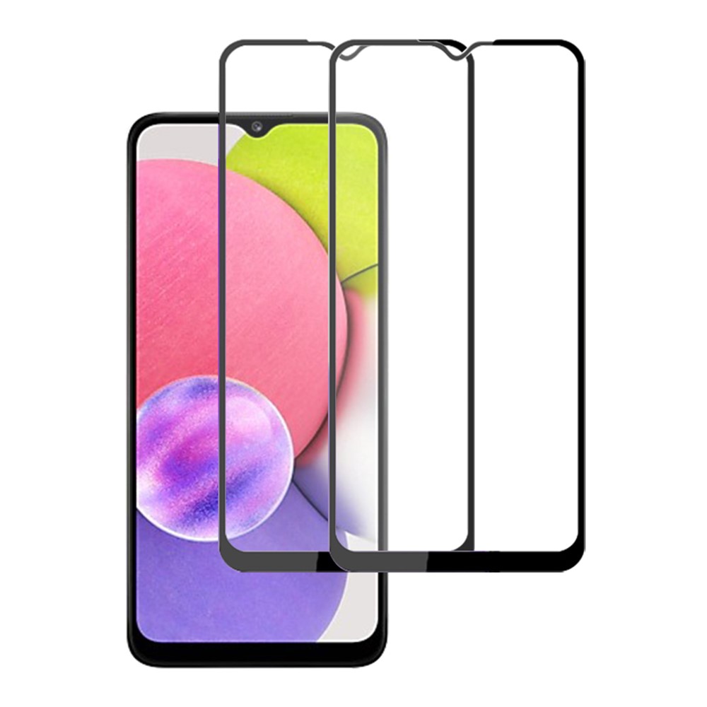 AMORUS 2Pcs/Set High-quality Full Covering HD Full Glue Silk Printing Clear Tempered Glass Screen Protector for Samsung Galaxy A03s (164.2 x 75.9 x 9.1mm)-1