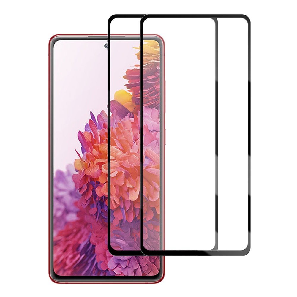 AMORUS 2Pcs/Set Full Size Covering HD Transparent Full Glue Silk Printing Quality Tempered Glass Screen Protector for Samsung Galaxy S20 FE-1