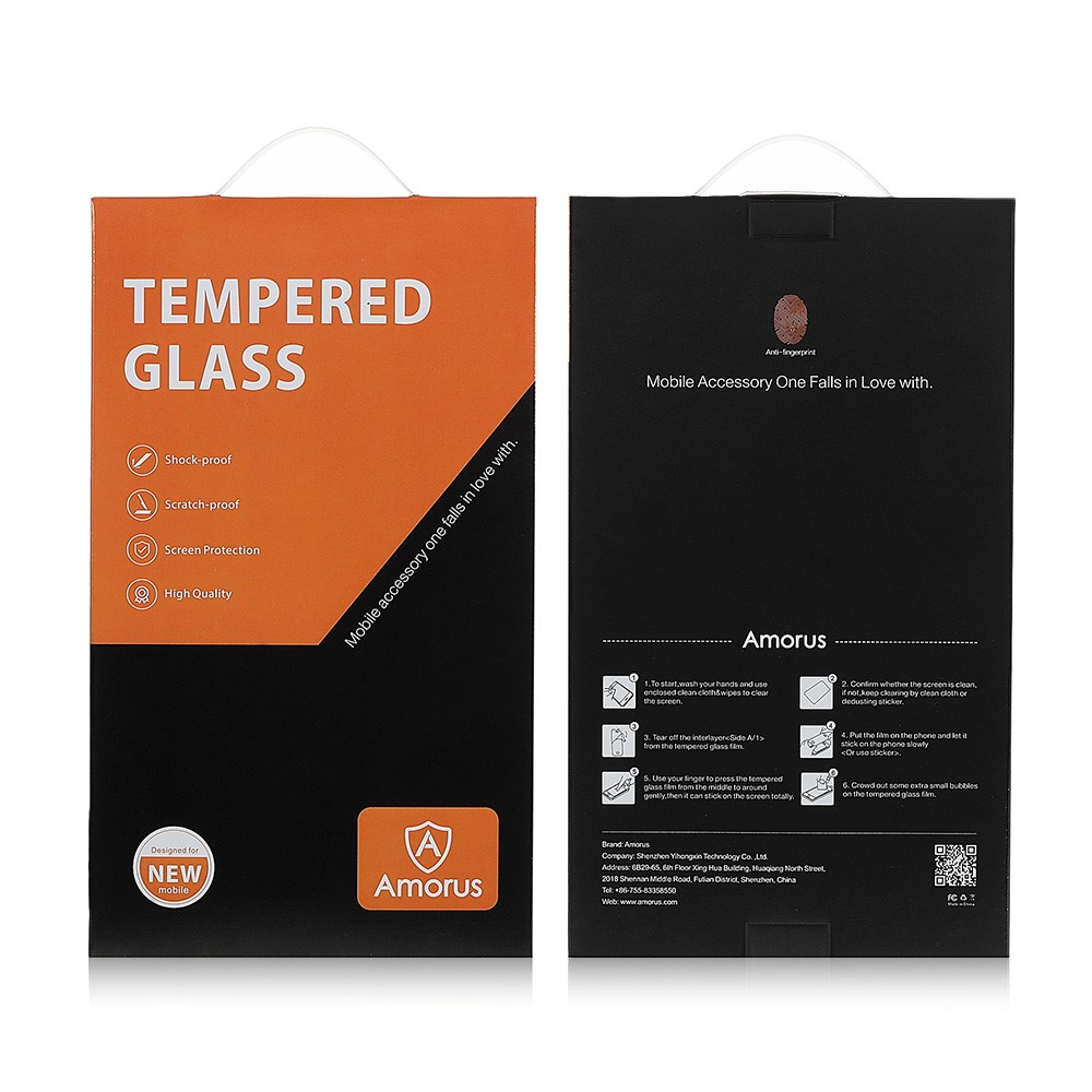 AMORUS 2Pcs/Set Full Size Coverage HD Full Glue Silk Printing Clear Tempered Glass Screen Protector for Samsung Galaxy A21-9