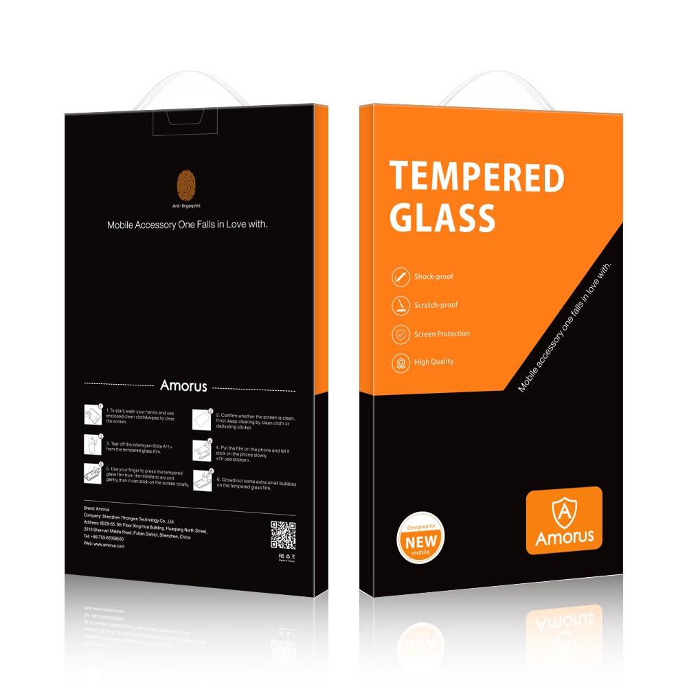 AMORUS 2Pcs Full Glue Full Coverage Ultra Clear Silk Printing Tempered Glass Screen Protector Film for Xiaomi Redmi 9A/9C-10
