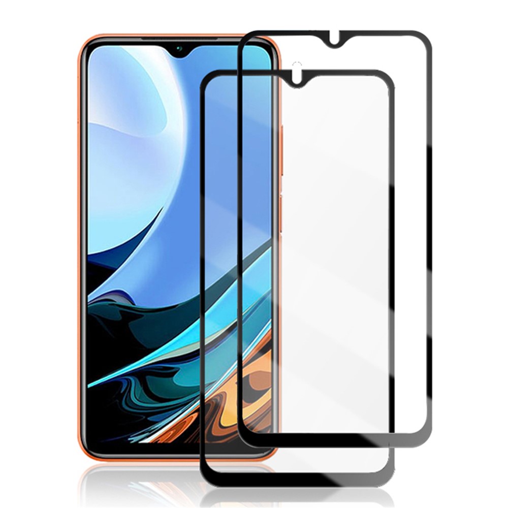 AMORUS 2Pcs Full Glue Silk Printing Shatterproof Tempered Glass Full Screen Protector Film for Xiaomi Redmi 9T/9 Power/Note 9 4G (Qualcomm Snapdragon 662)-1