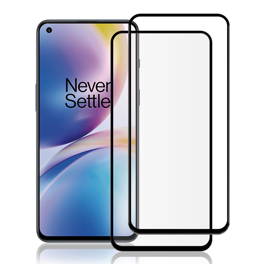 AMORUS 2Pcs Silk Printing Full Glue Anti-explosion Secondary Hardening Tempered Glass Screen Protector for OnePlus Nord 2 5G-1
