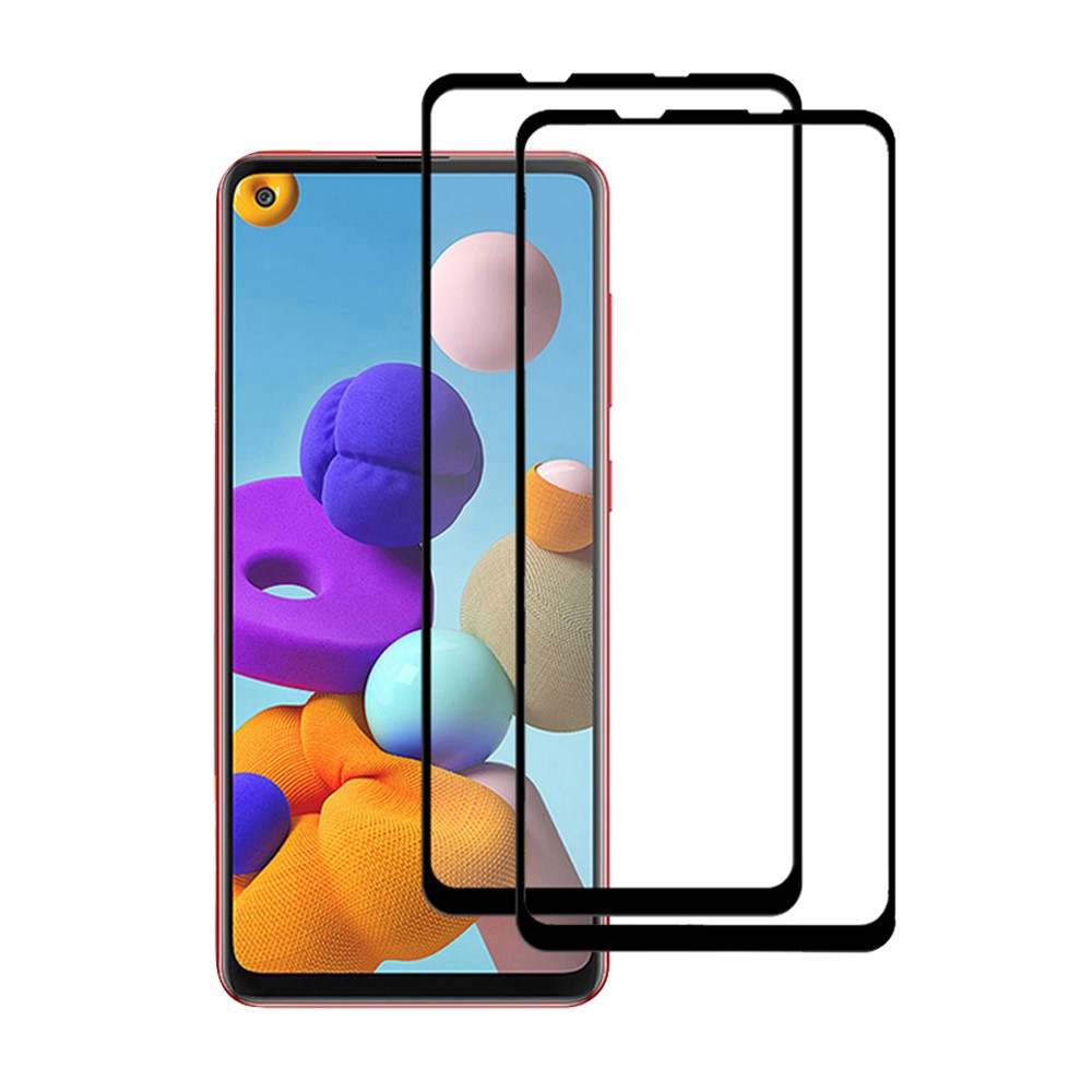 AMORUS 2Pcs/Set Full Coverage Full Glue HD Clear Secondary Hardening Silk Printing Tempered Glass Film for Samsung Galaxy A21s-1