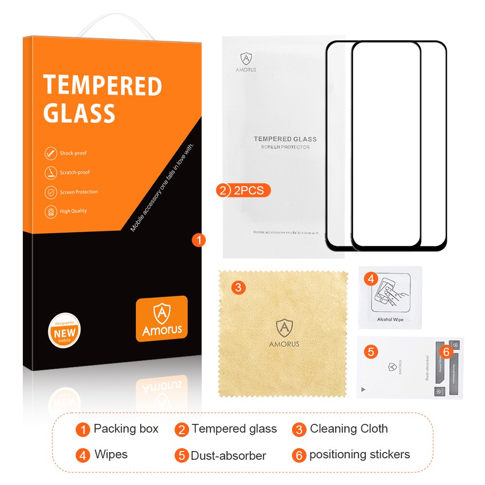 AMORUS 2Pcs/Set Full Size Full Glue Secondary Hardening Shatterproof Clear Silk Printing Tempered Glass Screen Protector for OnePlus Nord N200 5G-3