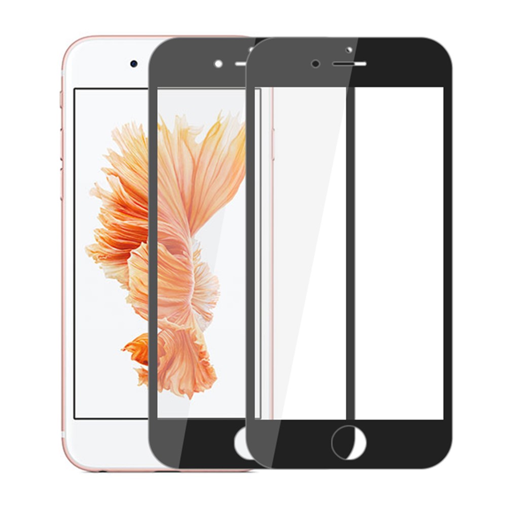AMORUS 2Pcs/Set Full Coverage HD Full Glue Silk Printing Secondary Hardening Shatterproof Clear Tempered Glass Screen Protector for iPhone 8 Plus/7 Plus/6 Plus - Black-1
