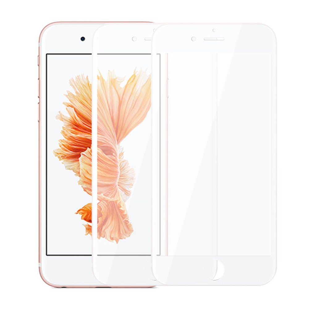 AMORUS 2Pcs/Set Anti-explosion Full Size Full Glue Silk Printing HD Clear Tempered Glass Screen Protector for iPhone 6/7/8/SE (2nd Generation) - White-1