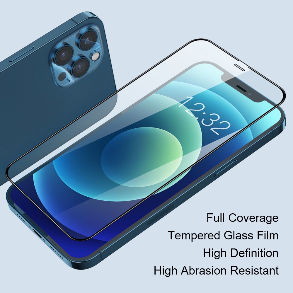 AMORUS 2Pcs Silk Printing Full Size Full Glue Solid Defense HD Clear Anti-fingerprint Tempered Glass Film for iPhone 12 mini 5.4 inch - Black-5