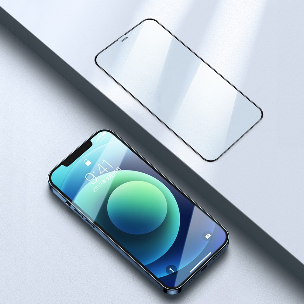 AMORUS 2Pcs Silk Printing Full Size Full Glue Solid Defense HD Clear Anti-fingerprint Tempered Glass Film for iPhone 12 mini 5.4 inch - Black-9