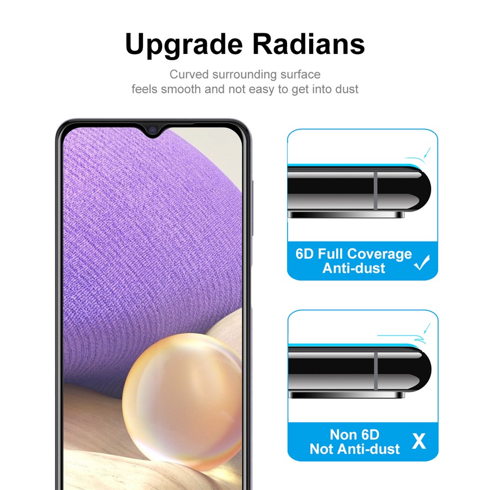 HAT-PRINCE Full Glue HD 6D Hardness Full-screen Silk Printing Tempered Screen Glass for Samsung Galaxy A32 5G-4