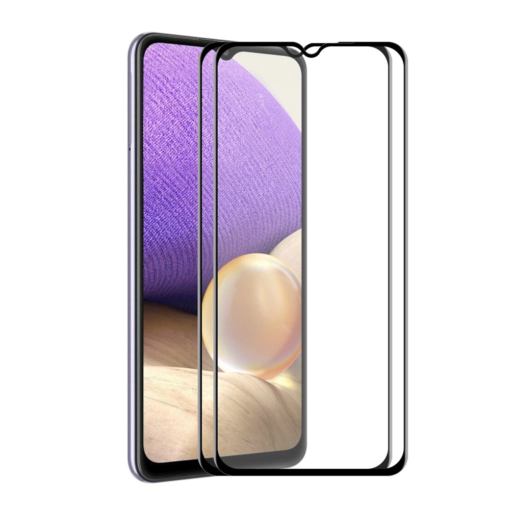 HAT-PRINCE 2Pcs/Set Full Glue 6D Full-screen Silk Printing Tempered Screen Glass for Samsung Galaxy A32 5G-1