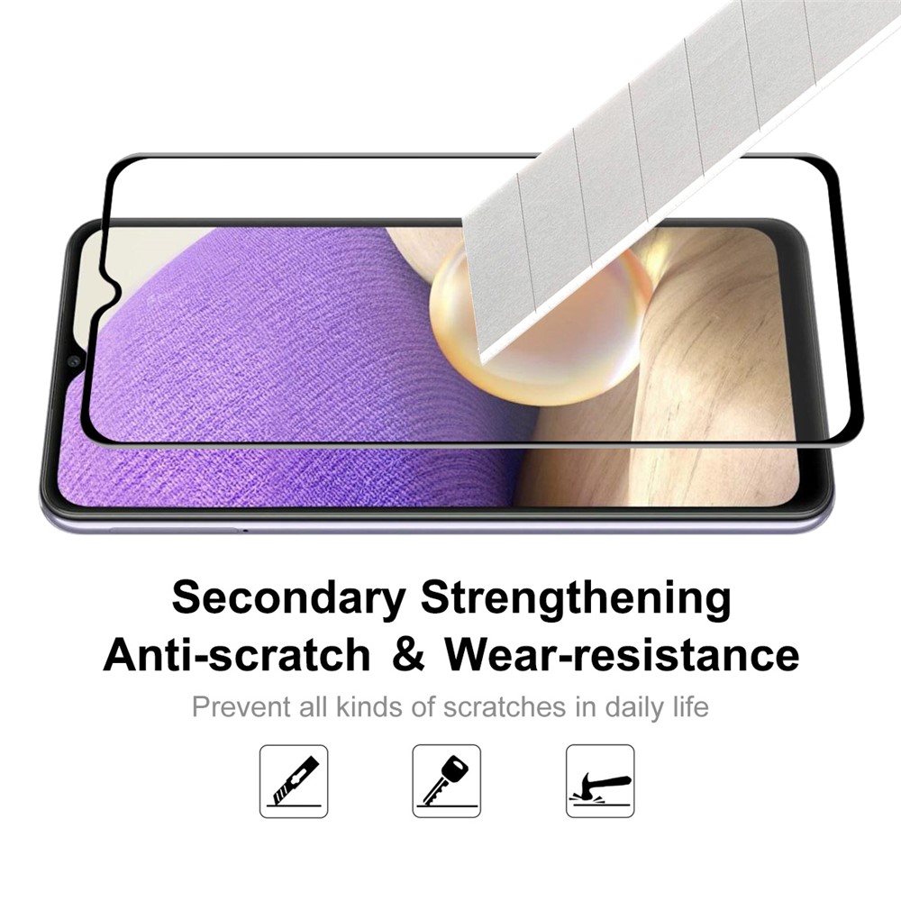 HAT-PRINCE 2Pcs/Set Full Glue 6D Full-screen Silk Printing Tempered Screen Glass for Samsung Galaxy A32 5G-5