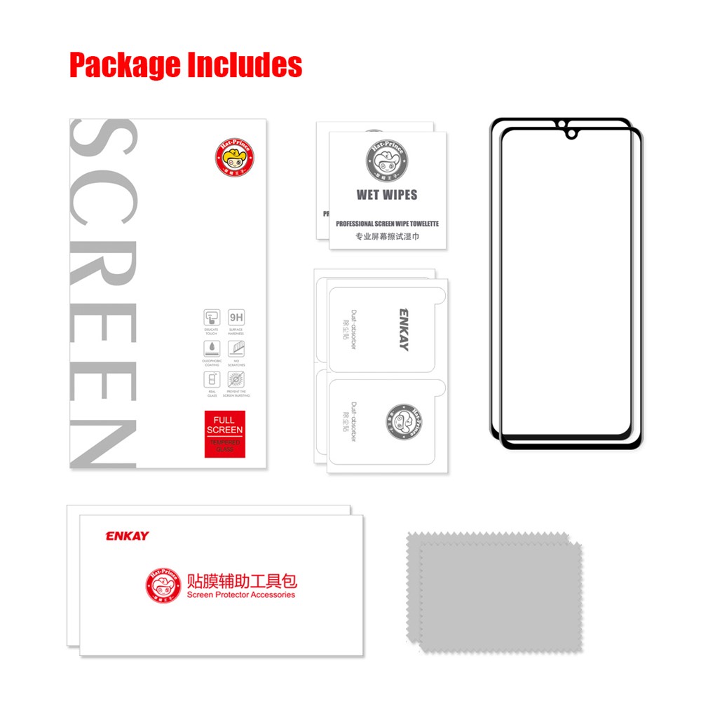 HAT-PRINCE 2Pcs/Set Ultra Clear 6D Full Coverage Full Glue Silk Printing Tempered Screen Glass for Samsung Galaxy A32 4G (EU Version)-9