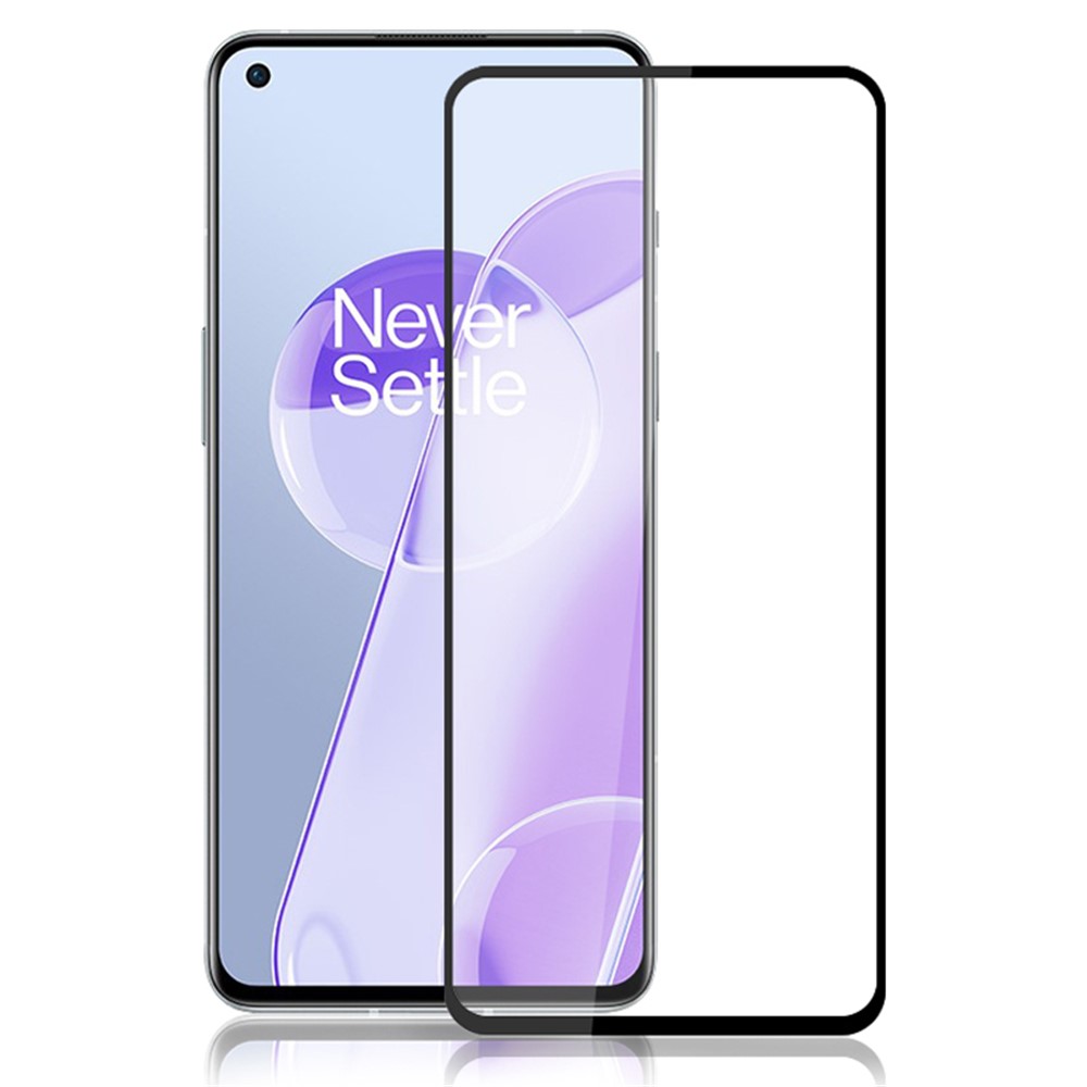 AMORUS Full Glue Silk Printing Secondary Hardening HD Full Screen Tempered Glass Film for OnePlus 9RT 5G - Black-1