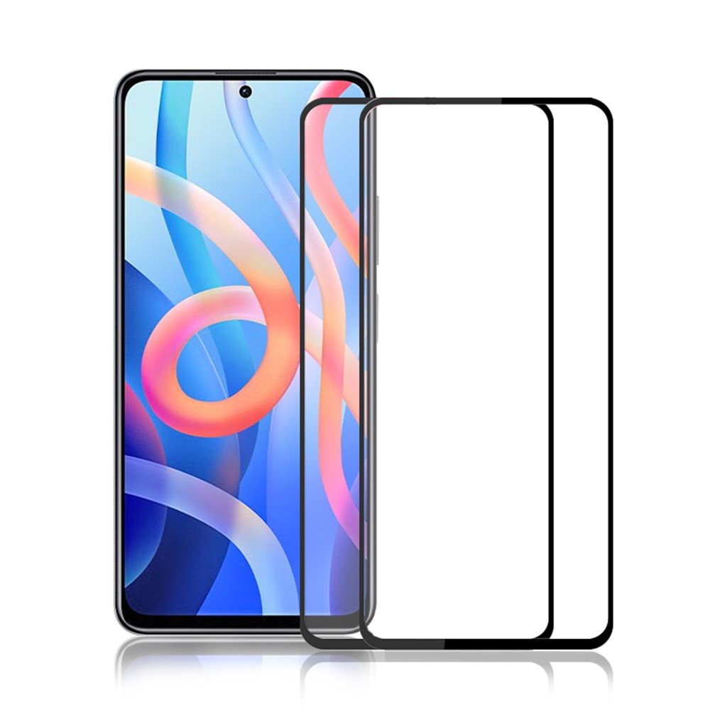 AMORUS 2Pcs/Pack Ultra Clear Full Protection Full Glue Silk Printing Secondary Hardening Tempered Glass Screen Protector for Xiaomi Redmi Note 11 - Black-1