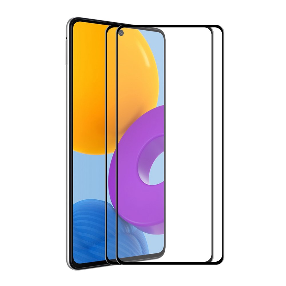 HAT-PRINCE 2Pcs/Set 6D Complete Covering Silk Printing Full Glue Anti-fingerprint Tempered Glass Screen Protector Film for Samsung Galaxy M52 5G-1