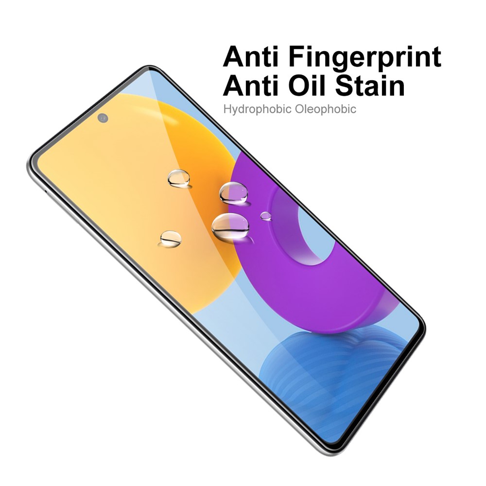 HAT-PRINCE 2Pcs/Set 6D Complete Covering Silk Printing Full Glue Anti-fingerprint Tempered Glass Screen Protector Film for Samsung Galaxy M52 5G-5
