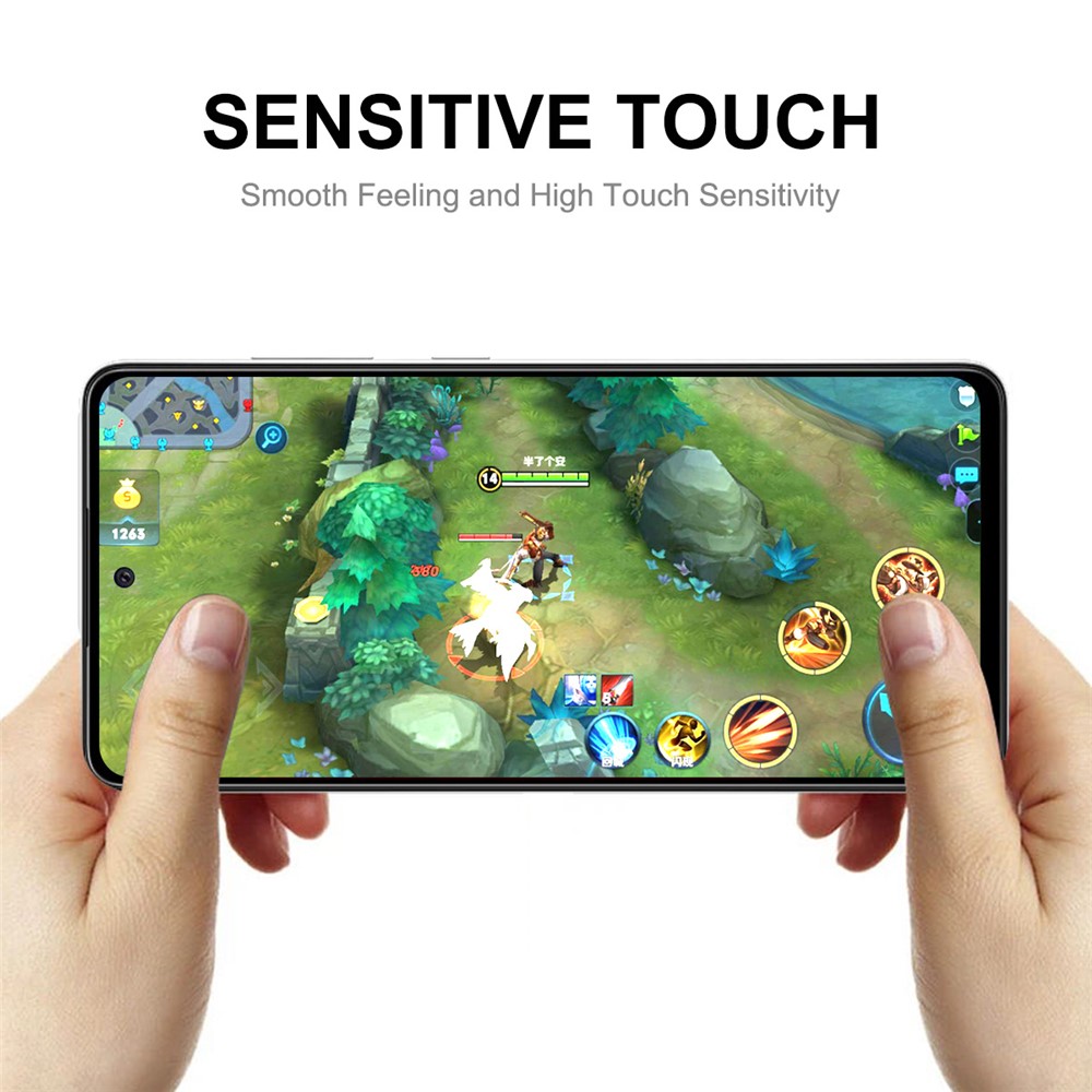 HAT-PRINCE 2Pcs/Set 6D Complete Covering Silk Printing Full Glue Anti-fingerprint Tempered Glass Screen Protector Film for Samsung Galaxy M52 5G-6