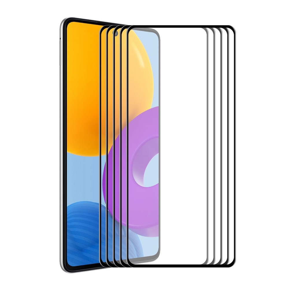 ENKAY 5Pcs/Set 6D Silk Printing Full Size Tempered Glass Film Full Glue HD Clear Screen Protector for Samsung Galaxy M52 5G-1