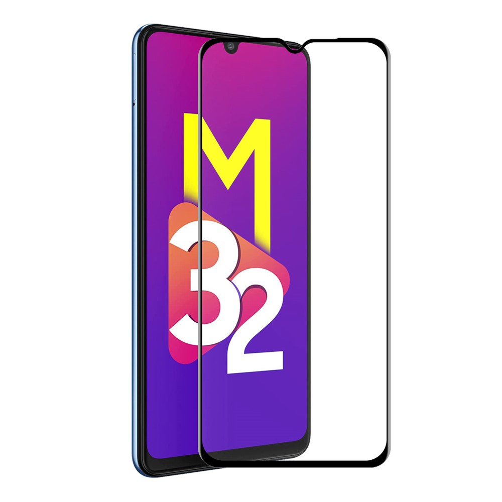 HAT-PRINCE 2Pcs/Set Anti-Fingerprint 6D Silk Printing Full Glue Full Coverage Tempered Glass Film for Samsung Galaxy M32 5G-1
