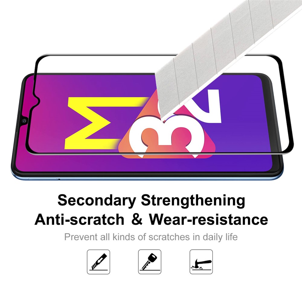 HAT-PRINCE 2Pcs/Set Anti-Fingerprint 6D Silk Printing Full Glue Full Coverage Tempered Glass Film for Samsung Galaxy M32 5G-5
