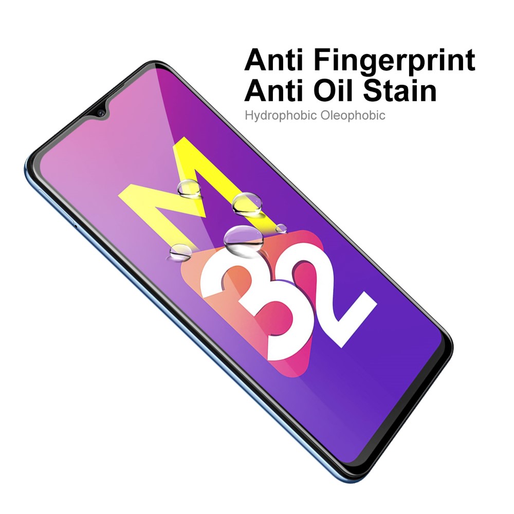 HAT-PRINCE 2Pcs/Set Anti-Fingerprint 6D Silk Printing Full Glue Full Coverage Tempered Glass Film for Samsung Galaxy M32 5G-6