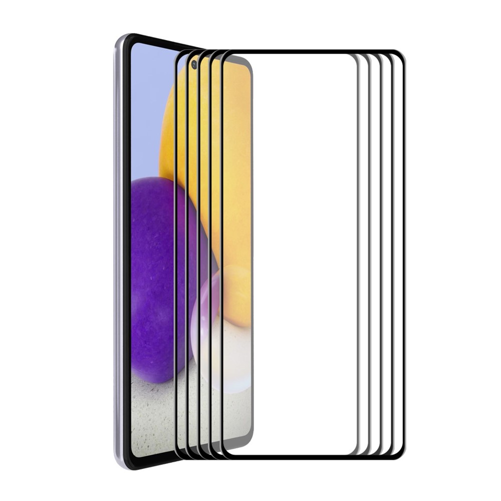 HAT-PRINCE 5Pcs/Set Scratch-Resistant 6D Silk Printing Full Coverage Full Glue Tempered Glass Screen Protector for Samsung Galaxy A72 5G / 4G-1