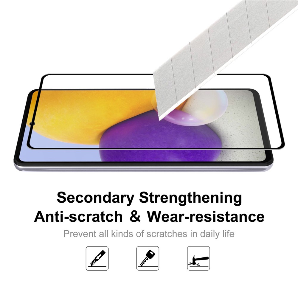 HAT-PRINCE 5Pcs/Set Scratch-Resistant 6D Silk Printing Full Coverage Full Glue Tempered Glass Screen Protector for Samsung Galaxy A72 5G / 4G-5