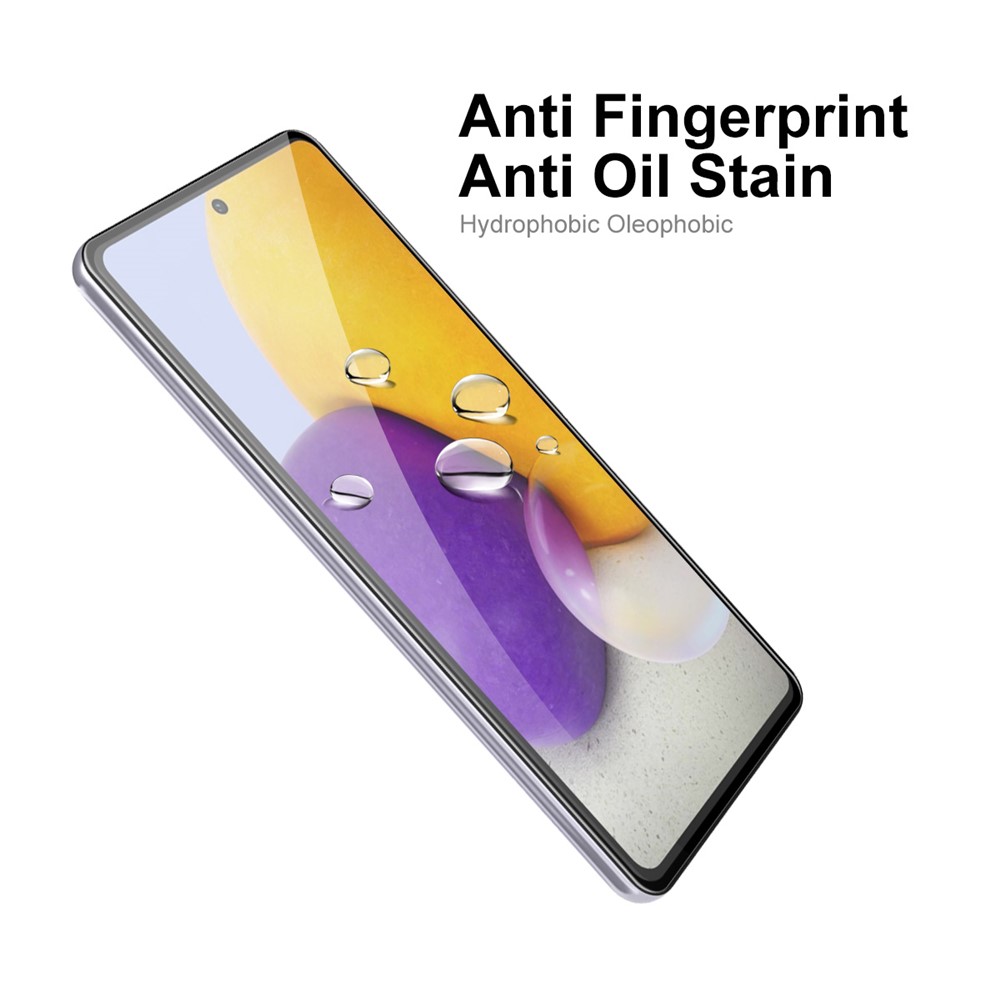 HAT-PRINCE 5Pcs/Set Scratch-Resistant 6D Silk Printing Full Coverage Full Glue Tempered Glass Screen Protector for Samsung Galaxy A72 5G / 4G-6