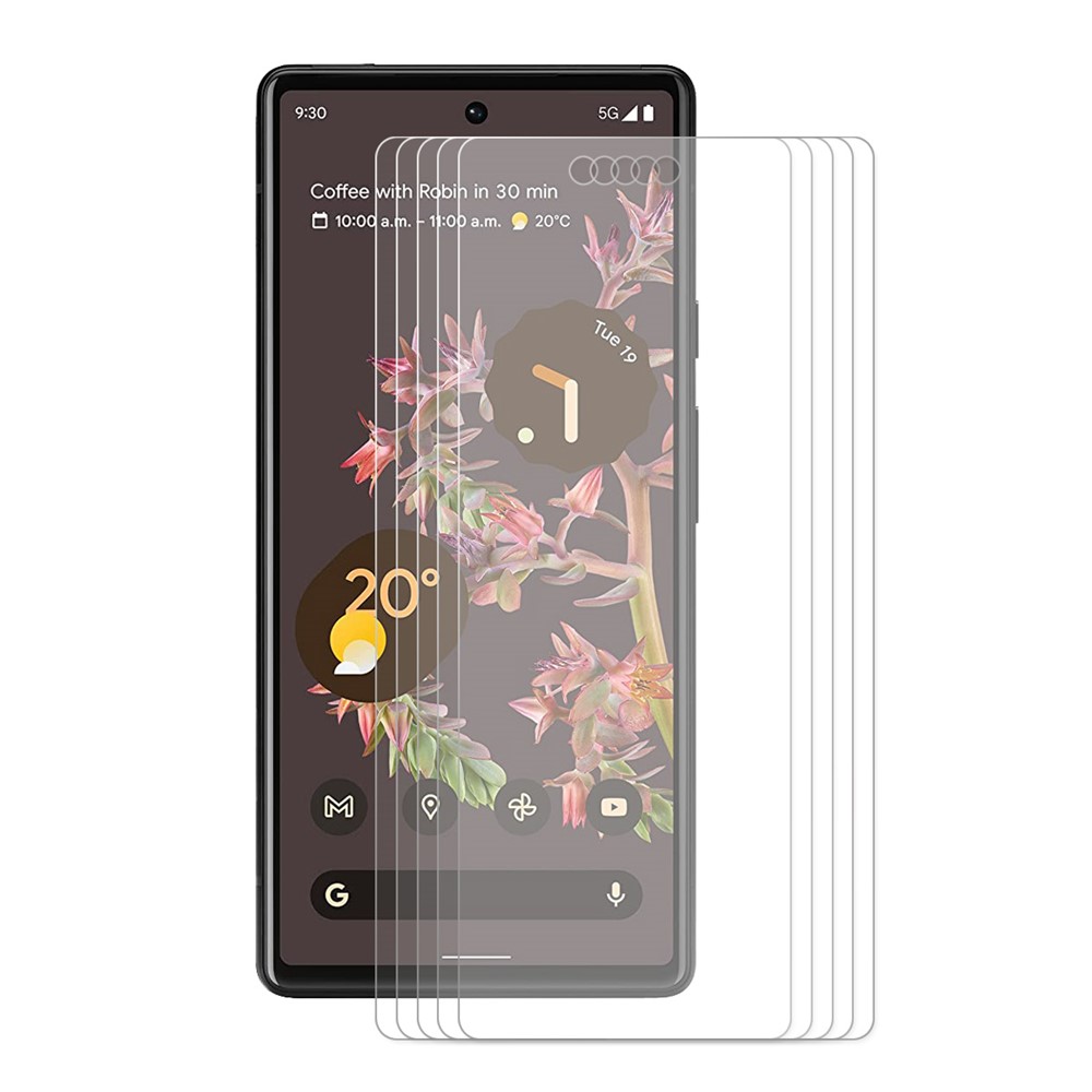 HAT-PRINCE 5Pcs/Set 2.5D Arc Edge 9H 0.26mm Sensitive Touch Tempered Glass Screen Protector for Google Pixel 6-1