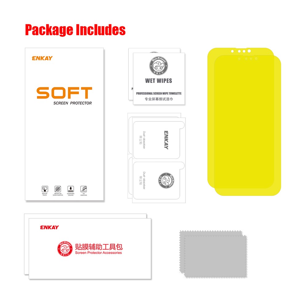 2Pcs/Pack ENKAY Soft TPE+PET+TPU Hydrogel Protective Screen Protector Full Coverage Full Glue Transparent Film for iPhone 13 / 13 Pro 6.1 inch-7