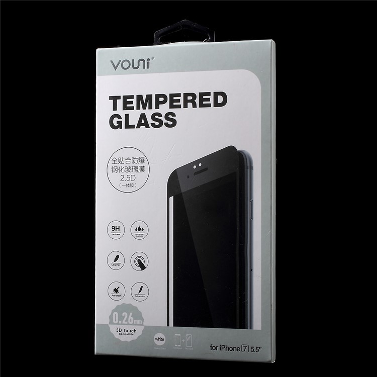 VOUNI 0.26mm 2.5D Full Cover Tempered Glass Screen Protector Guard for iPhone 7 Plus - Black-6