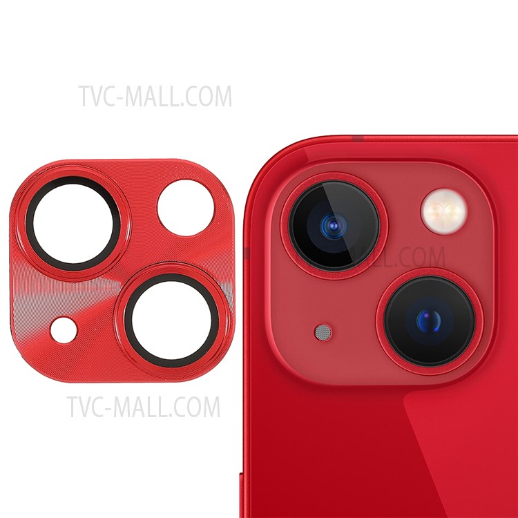 TOTU Aluminium Alloy + Tempered Glass Rear Camera Lens Protective Film Cover for iPhone 13 mini 5.4 inch/13 6.1 inch - Red-1