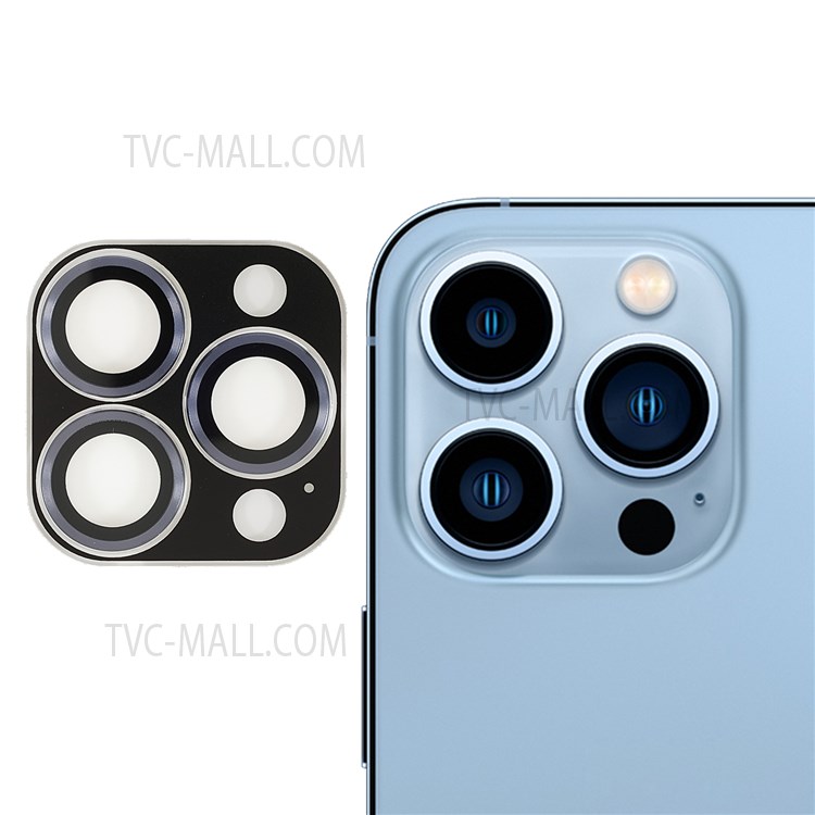TOTU AB-061 Metal Trim Tempered Glass Camera Lens Frame Protective Cover Film for iPhone 13 Pro 6.1 inch/13 Pro Max 6.7 inch - Blue-1