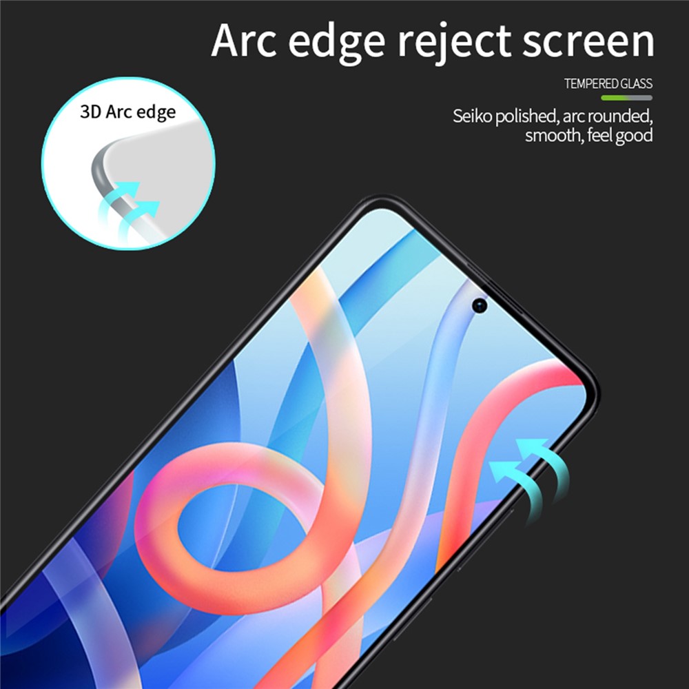 MOFI 3D Curved Full Glue Smooth Touch Seamless Tempered Glass Screen Protector for Xiaomi Redmi Note 11/Poco M4 Pro 5G-5