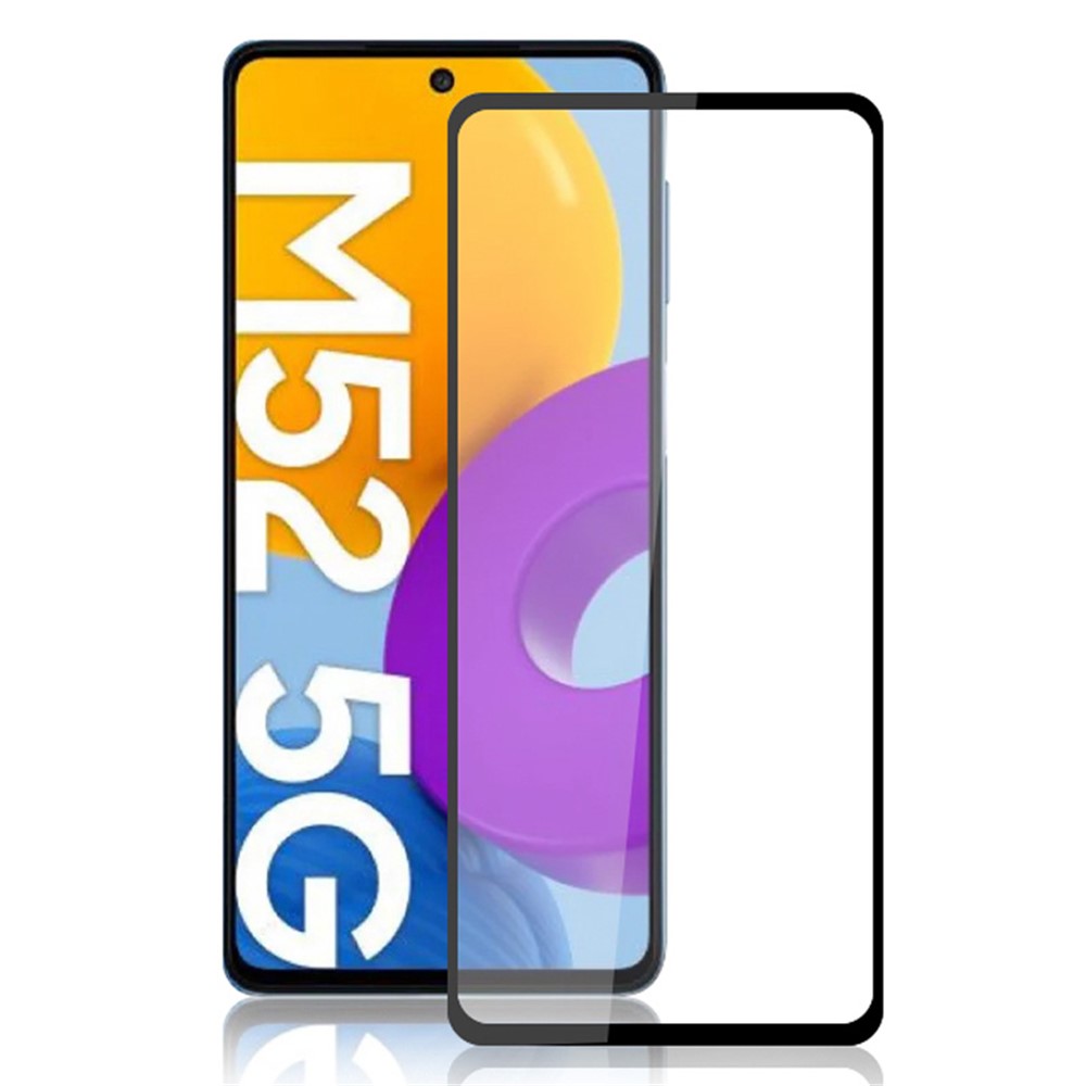 AMORUS Full Cover Full Glue 9H Hardness Secondary Hardening Silk Printing Tempered Glass Film for Samsung Galaxy M52 5G - Black-1