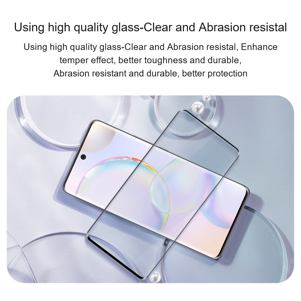 Amorus HD Clarity Vollkleber 3D Gebogener Abdeckungsberührungsempfindlichkeitsmantel -glasschriftenschutz Für Ehren 50 / Huawei Nova 9