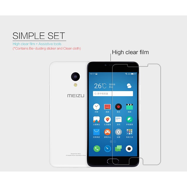 NILLKIN for Meizu m5 Anti-fingerprint Crystal Clear Screen Protector Film-4