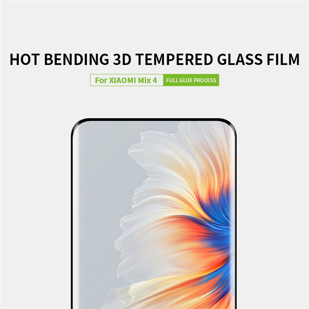 PINWUYO Anti-scratch HD Hot Bending 3D Curved Full Size Full Glue Clear Tempered Glass Screen Protector for Xiaomi Mix 4-3