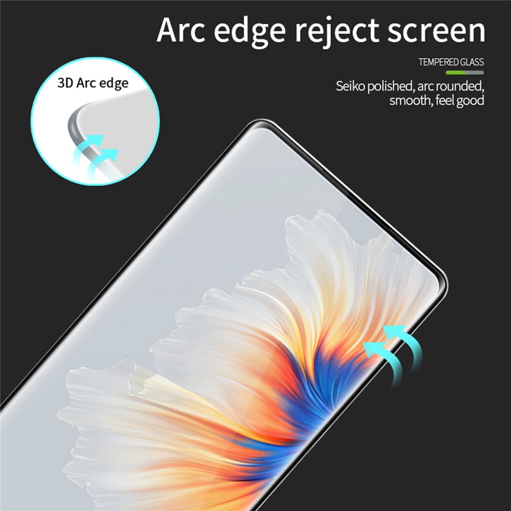 PINWUYO Anti-scratch HD Hot Bending 3D Curved Full Size Full Glue Clear Tempered Glass Screen Protector for Xiaomi Mix 4-5
