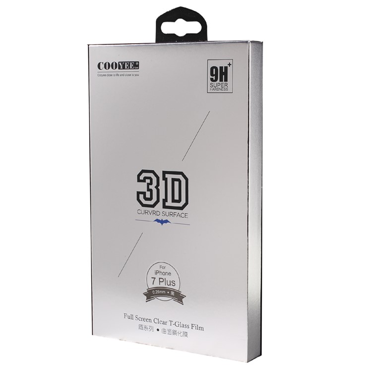 COOYEE 3D Full Covering Tempered Glass Screen Protector for iPhone 7 Plus 0.26mm Arc Edge - Black-8