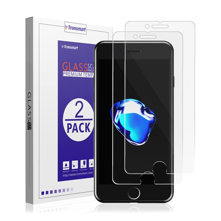 TRONSMART 2pcs/lot Anti-fingerprint Tempered Glass Screen Protector for iPhone 7 4.7 - Transparent-1