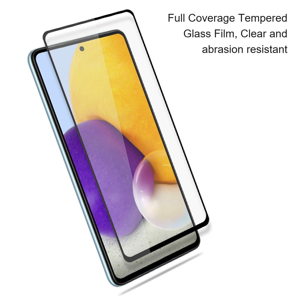 AMORUS Full Coverage HD Silk Printing Clear Full Glue Double Defense Tempered Glass Film for Samsung Galaxy A73 5G - Black-3